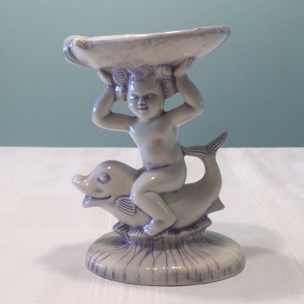 Ceramic Soap Dish Dolphin w/ Naked Girl